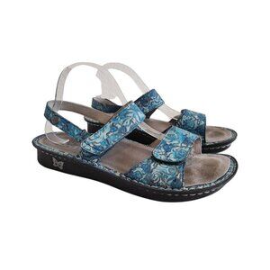 Alegria Verona Floral Blue Hook & Loop Ankle Strap Sandals Womens 10.5-11/41